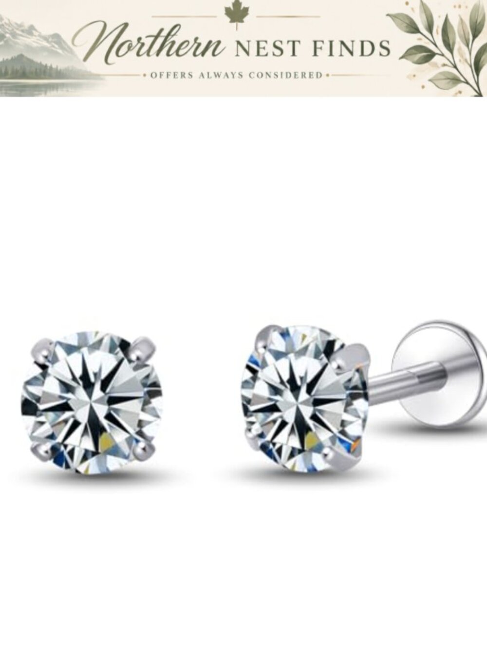 Titanium Flat Back Stud Earrings 18G Hypoallergenic Sensitive Ears
